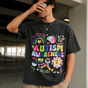Autism Awareness 2-side Vintage Washed T-Shirt in Black