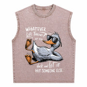 Duck Quote Vintage Washed Tank Top in Brown
