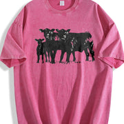 Cute Cow for Farmers Animal Lover Western Country Cow Vintage Washed T-Shirt in Red