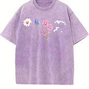 ® Wildflowers 90s Retro Y2k Flower Lovers Vintage Washed T-Shirt in Purple