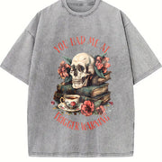 You Had Me At Trigger Warning Dark Romance Smutt Book vintage washed oversized T-shirt in Gray