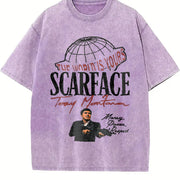 The World Is Yours Globe Vintage Washed T-Shirt in Purple