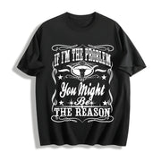 Loose-fitting with Bull Letter Cotton T-Shirt in Black