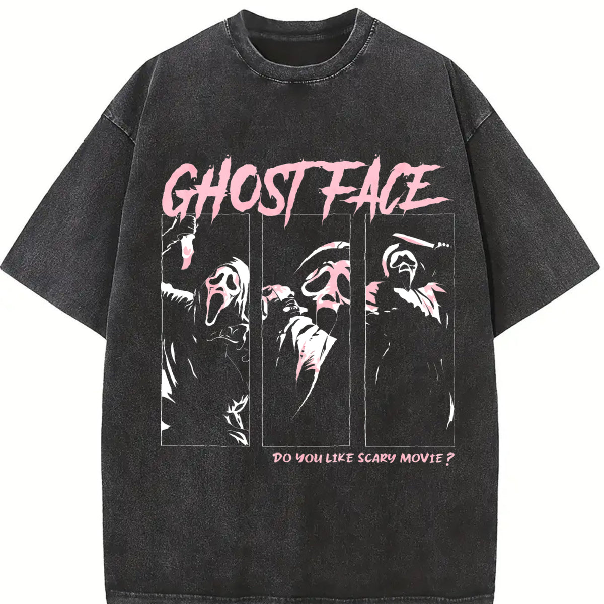 Ghostface Horror Movie Vintage Washed T-Shirt in Black