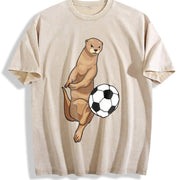 Otter Soccer Vintage Washed T-Shirt in Beige