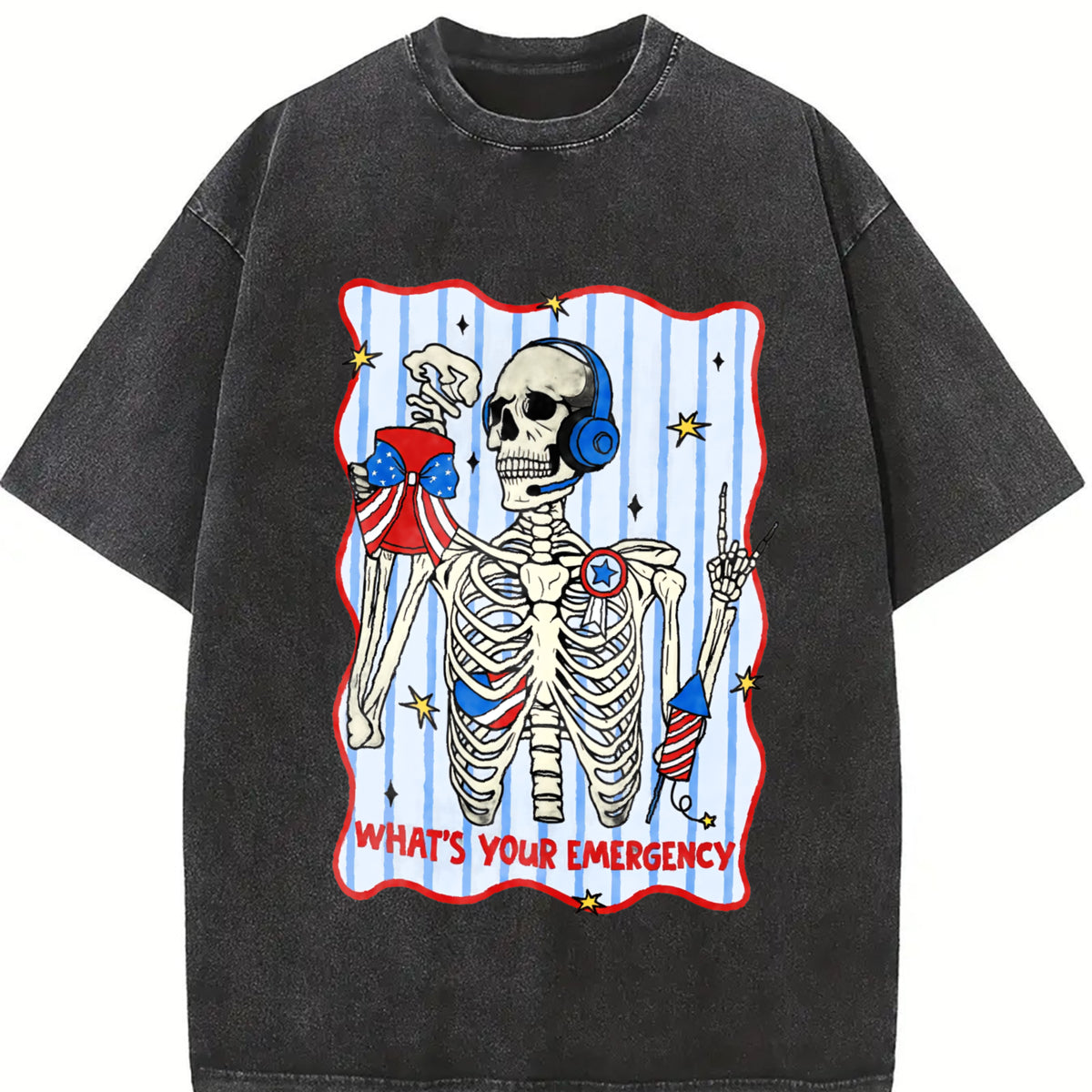 Dispatcher 4th of July Vintage Washed T-Shirt in Black