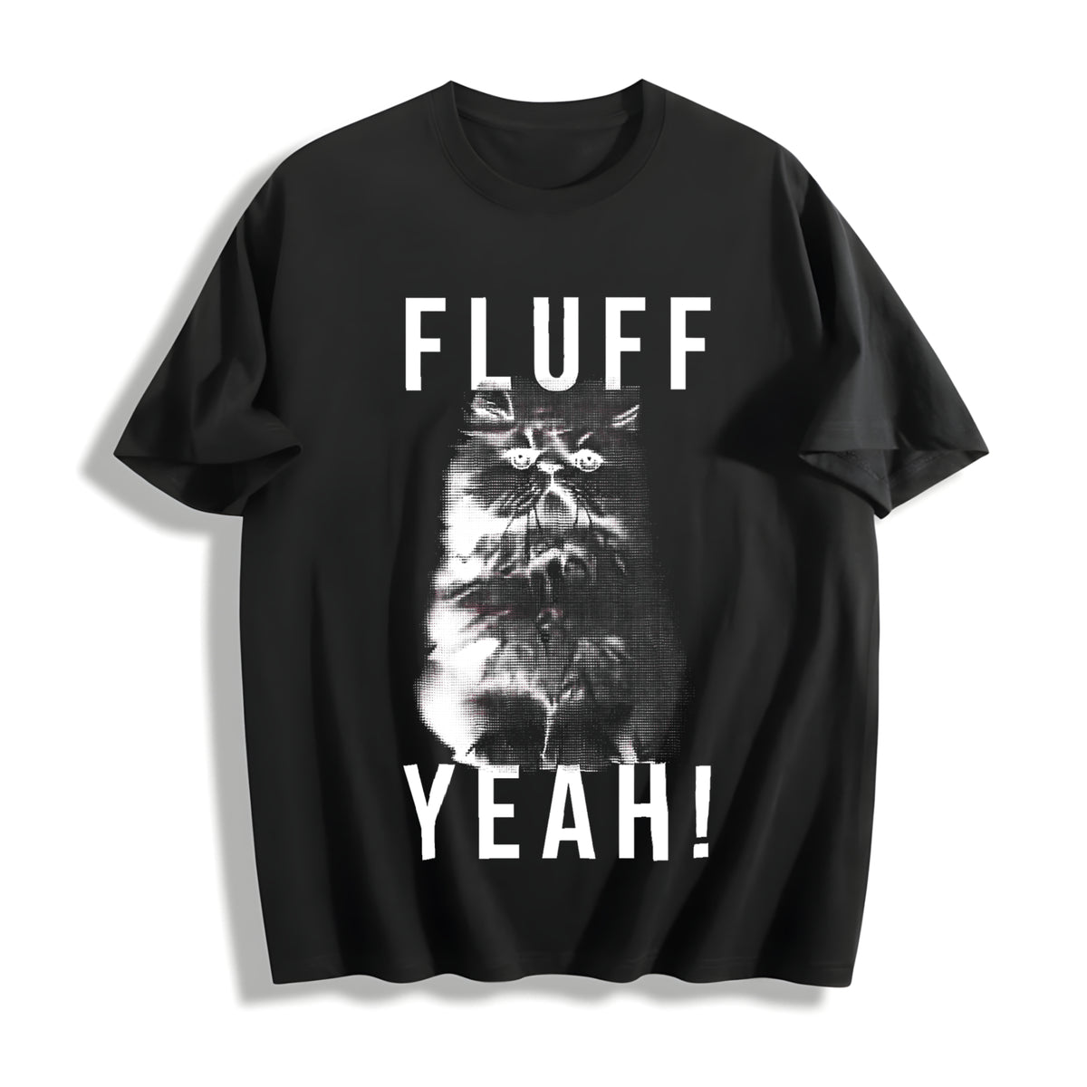 Fluff Yeah Kitty Cat Animal Lover for Ladies Cute Ladies Cotton T-Shirt in Black