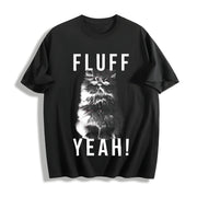Fluff Yeah Kitty Cat Animal Lover for Ladies Cute Ladies Cotton T-Shirt in Black