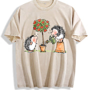Hedgehog & Hearts with Hedgehog Love Vintage Washed T-Shirt in Beige