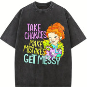 Take Chances Make Mistakes Get Messy Ms. Frizzle vintage washed oversized T-shirt in Black
