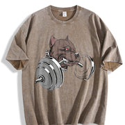 Weightlifting Wolf Vintage Washed T-Shirt in Brown
