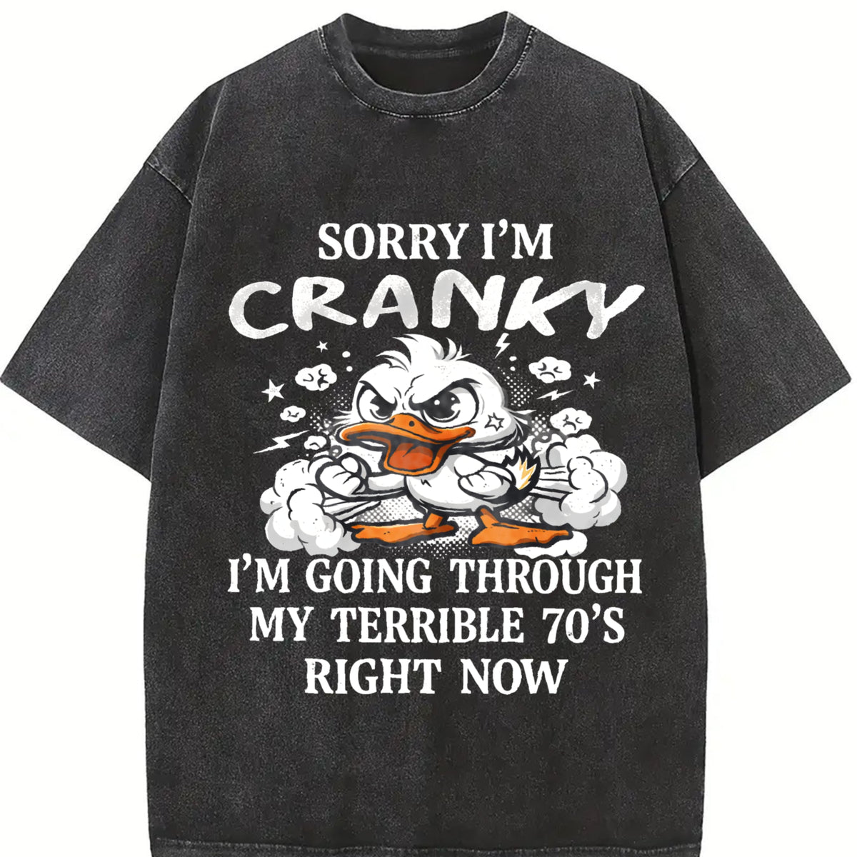 Sorry I'm Cranky Vintage Washed T-Shirt in Black