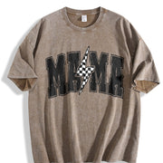 Mama Lightning Bolt Vintage Washed T-Shirt in Brown