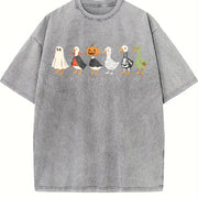 Halloween Goose Just a Spooky Goose Vintage Washed T-Shirt in Gray