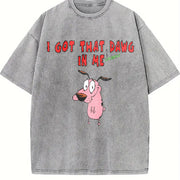 I Got That Dawg in Me Custom Womensweater Vintage Washed T-Shirt in Gray