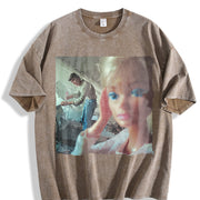 Glam Doll Selfie at the Doctor Vintage Washed T-Shirt in Brown