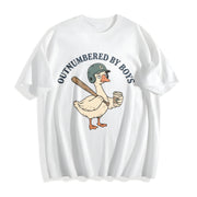 Boy Mom Outnumbered by Boys Cotton T-Shirt in White