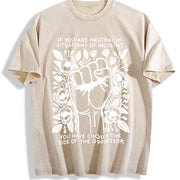 Letter Feminist Rights. for Spring Vintage Washed T-Shirt in Beige