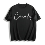 Letter Canada for Spring Cotton T-Shirt in Black