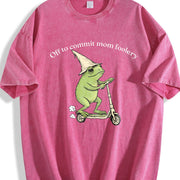 Mama Frog Off to Commit Mom Foolery Frog Scooter for Mom Vintage Washed T-Shirt in Red