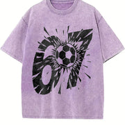 Soccer Ball Explosion Vintage Washed T-Shirt in Purple