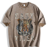 Easy Tiger distressed -chic vintage washed oversized T-shirt in Brown