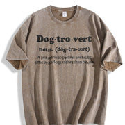 Dogtrovert Dog Lover Vintage Washed T-Shirt in Brown