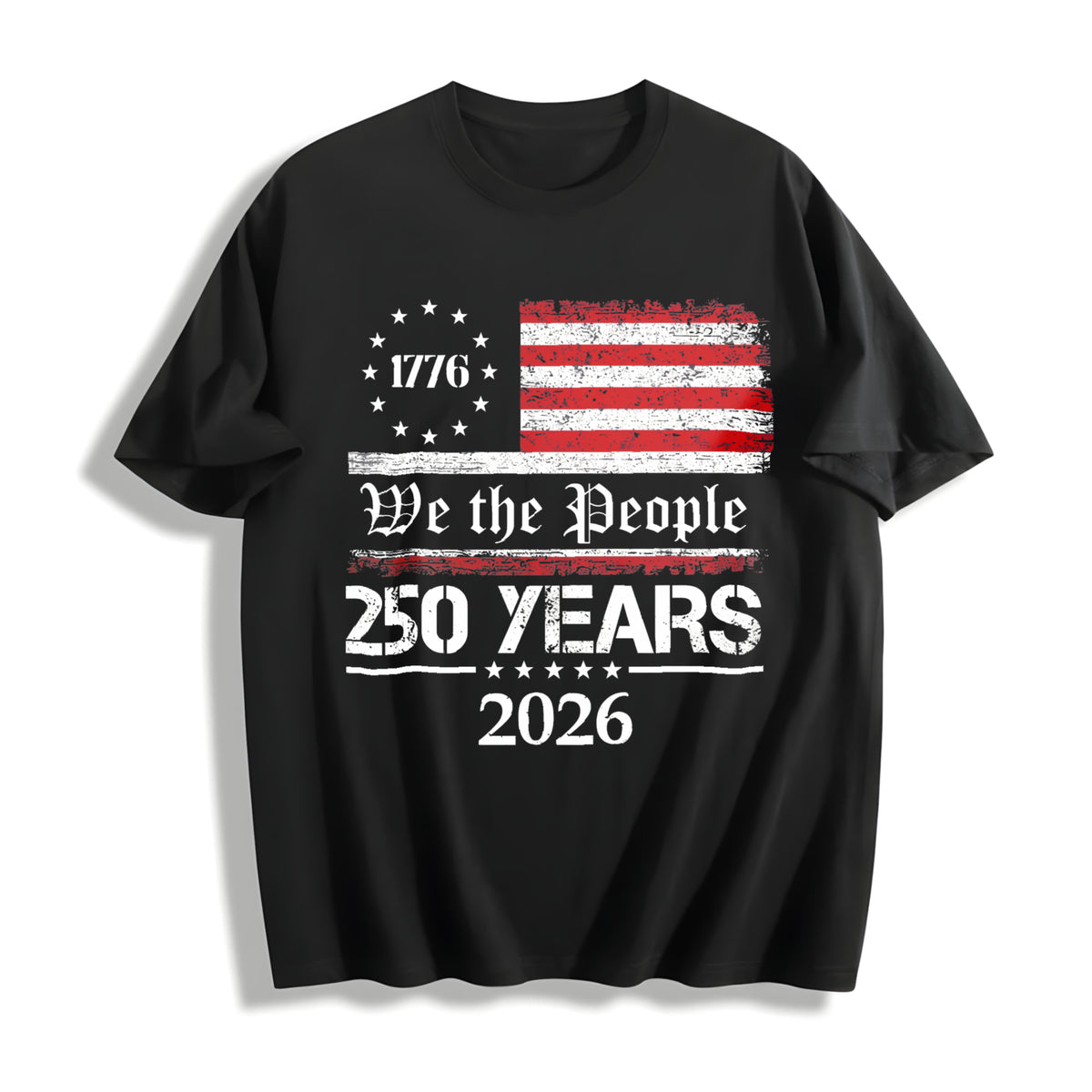 250th America Anniversary Cotton T-Shirt in Black