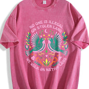 No One Is Illegal on Stolen Land! Big Fan of Human Rights Vintage Washed T-Shirt in Red