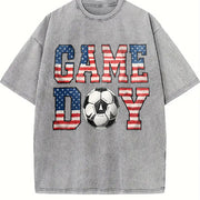 Game Day USA Soccer Vintage Washed T-Shirt in Gray