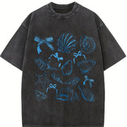 Seashell Coquette Beach Vintage Washed T-Shirt in Black
