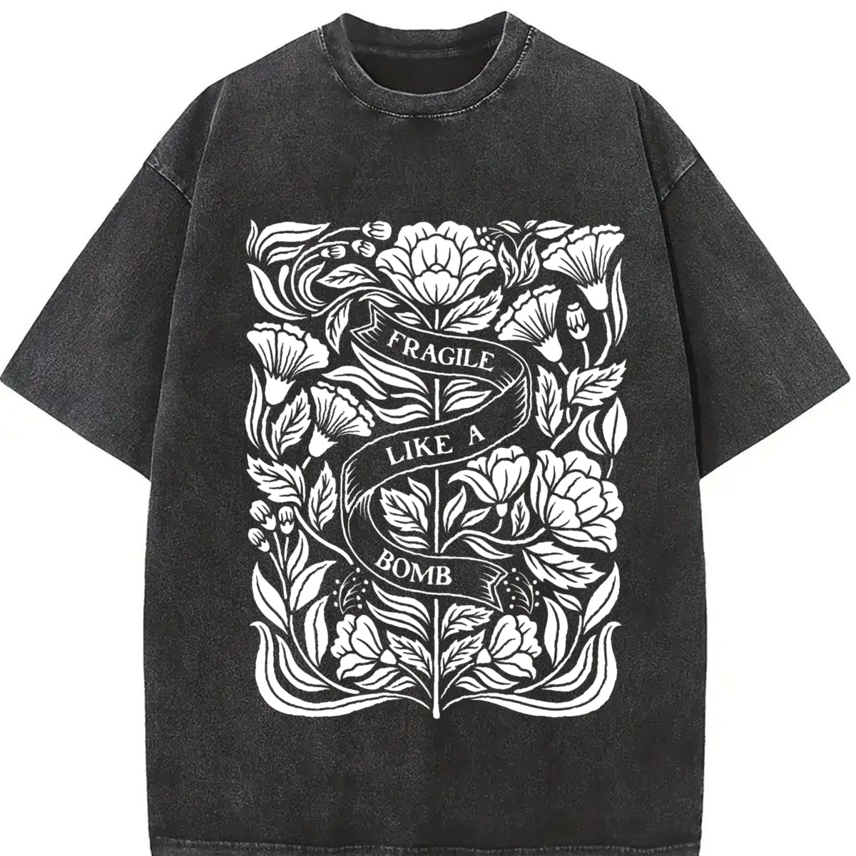Fragile Like a Bomb Vintage Washed T-Shirt in Black