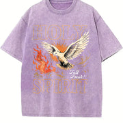 Holy Spirit Fall Fresh Christian Faith Dove Flame Vintage Washed T-Shirt in Purple
