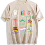 Big Fan of Human Rights Vintage Washed T-Shirt in Beige
