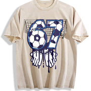 67 Soccer Goal Vintage Washed T-Shirt in Beige