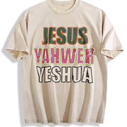 Jesus Yahweh Yeshua Vintage Washed T-Shirt in Beige