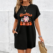 A Dress with a Romantic Heart for Valentine's Day Cotton T-Shirt in Black