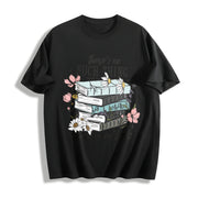 Book Lover There's No Such Thing as Too Many Books Cotton T-Shirt in Black