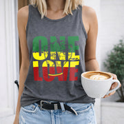 ONE LOVE Letters Vest Women's Color Cotton Tank Top in Gray