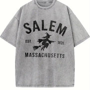 Halloween 1 Pcs Heavy Vintage Washed T-Shirt in Gray