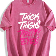 [ ] Bold Thick Thighs Pretty Eyes For Confident . vintage washed oversized T-shirt in Red