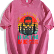 You Can't Scare Me I Have Two Daughters Vintage Washed T-Shirt in Red