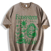 Ecosystem Biology Retro Ecology Vintage Washed T-Shirt in Brown