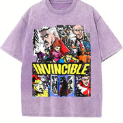 Invincible Superhero Team Vintage Washed T-Shirt in Purple