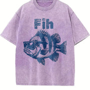 Fih Fish Meme 90s Gag Vintage Washed T-Shirt in Purple