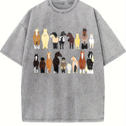 Animal Horse Herd 1pc Vintage Washed T-Shirt in Gray
