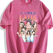 Reality TV Women Collage Vintage Washed T-Shirt in Red