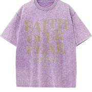 FAITH OVER FEAR 230 Brand Vintage Washed T-Shirt in Purple
