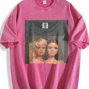Two Glam Dolls Portrait Vintage Washed T-Shirt in Red