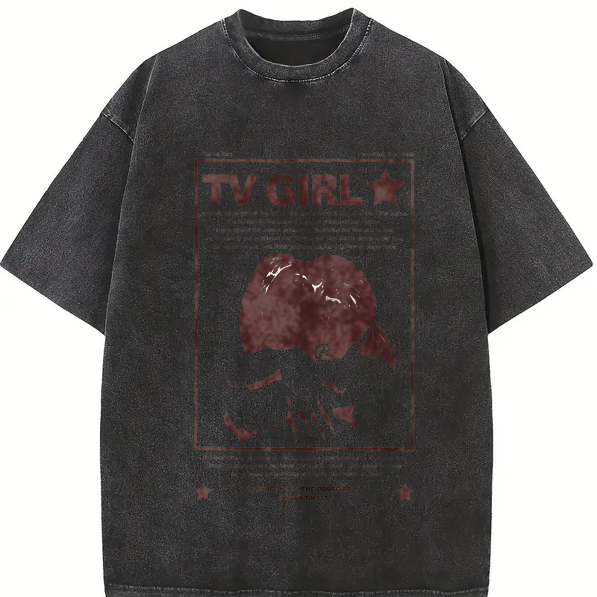 Tv Girl Lovers Rock Song 90s Vintage Washed T-Shirt in Black